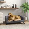 Comfortable Large Dog Couch Charcoal Gray with Foam Cushioning and Extra Pillow for Medium and Large Dogs