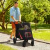 Foldable Doggy Stroller for Medium Large Dogs, Pet Stroller with Storage, Smooth Ride with Shock Absorption, Mesh Window & Safety Leash, Black