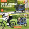 Dog Bike Trailer, Supports up to 100 lbs, 2-in-1 Pet Stroller Cart Bicycle Carrier, Easy Folding Cart Frame with Quick Release Wheels