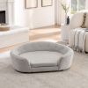 OVERSIZED Size Oval Semi-Enclosed Dog Sofa - Durable Linen Material, Button-Tufted Backrest, High-Center Low-Sides Support & Plush Comfort-Beige